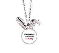 no/no Collana con ciondolo a forma di coniglietto "Persistence Victory Overcome Difficult", idea regalo