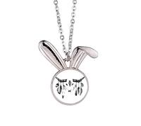 no/no Collana con ciondolo a forma di coniglio con corno e piuma, idea regalo