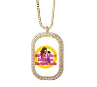 no/no Collana con ciondolo a forma di cuore con scritta "Mother Word World", in stile Art Déco,