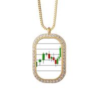 no/no Collana con ciondolo a forma di curva di perdita di profitto, con cristalli di diamante, gioielli dorati