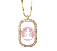 no/no Collana con ciondolo a forma di devozione per sublimazione, risveglio spirituale, gioiello dorato con cristalli di diamante