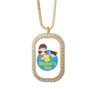 no/no Collana con ciondolo a forma di diamante e cristalli dorati, in stile art déco, per festa della mamma