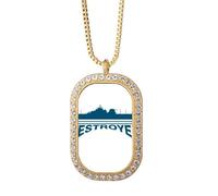 no/no Collana con ciondolo a forma di distruttore colpisce il nemico militare con diamanti e cristalli, gioiello dorato