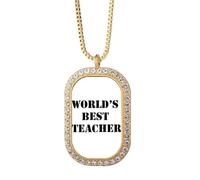 no/no Collana con ciondolo a forma di maestro e maestro, con diamanti e cristalli, gioiello dorato