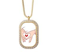 no/no Collana con ciondolo a forma di mano di affetto, fraternità e compassione, gioiello dorato con cristalli di diamante