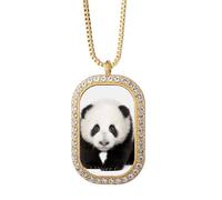 no/no Collana con ciondolo a forma di panda Baby Walk Eyes, stile Art Deco, con cristalli e cristalli,