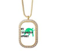 no/no Collana con ciondolo a forma di salto bilanciato come sport e fitness, gioiello dorato con diamanti