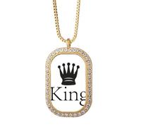 no/no Collana con ciondolo a forma di scacchi con scritta "Queen" e cristalli dorati