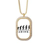 no/no Collana con ciondolo a forma di scimmia umana della civiltà evolutiva con diamanti e cristalli dorati