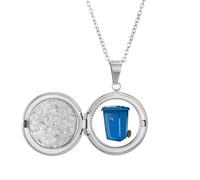 no/no Collana con medaglione a forma di bidone della spazzatura, ideale come regalo di compleanno