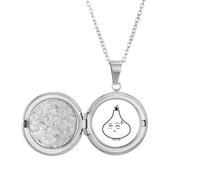 no/no Collana con medaglione a forma di piccolo viso con aglio senza parole, idea regalo per compleanno