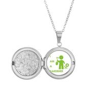 no/no Collana con medaglione a forma di vanga con fiore e erba, ideale come regalo di compleanno