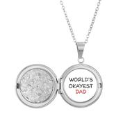 no/no Collana con medaglione con frase "World's Okayest Dad Best Father", idea regalo per compleanno