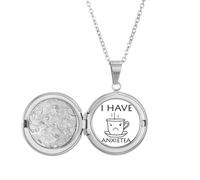 no/no Collana con medaglione con scritta "Anxiety Teacup", dieta, art déco, idea regalo per compleanno