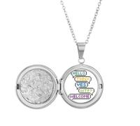 no/no Collana con medaglione con scritta "Thank You Welcome Surprise" (lingua italiana non garantita)