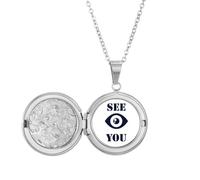 no/no Collana con medaglione "Goodbye See Eyes", stile Art Déco, idea regalo per compleanno