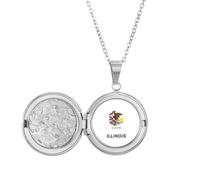 no/no Collana con medaglione Illino Is con bandiera americana e scritta "Illino", idea regalo per compleanno