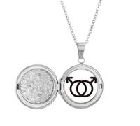 no/no Collana con medaglione per identificare la differenza di genere maschio-maschio con medaglione per foto gioielli regalo di compleanno