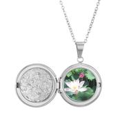 no/no Collana con medaglione vicino e lontano, con sfondo di loto, idea regalo di compleanno