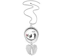 no/no Collana girevole con ciondolo a forma di ali d'angelo, stile art déco, per computer e fuoco, Medio