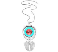 no/no English Classic Emotional Lyrics Waiting Pendant Angel Wings Rotante Collana Gioielli, Medio