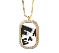 no/no Fear Tears Apart - Collana con ciondolo a forma di lettera spaziale, con diamanti e cristalli, gioiello