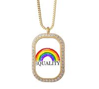 no/no Gender Difference And Identity Rainbow Equality Collana Ciondolo Diamante Cristallo Gioielli Dorati