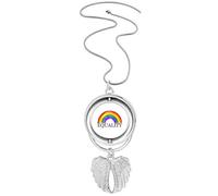 no/no Gender Difference And Identity Rainbow Equality Pendant Angel Wings Rotante Collana Gioielli, Medio