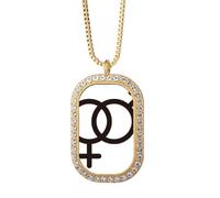 no/no Gender Difference Equality between Men Women Rainbow Collana con ciondolo diamante cristallo gioielli dorati