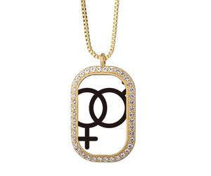 no/no Gender Difference Equality between Men Women Rainbow Collana con ciondolo diamante cristallo gioielli dorati