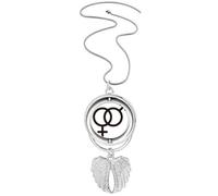 no/no Gender Difference Equality between Men Women Rainbow Pendant Angel Wings Rotante Collana Gioielli, Medio