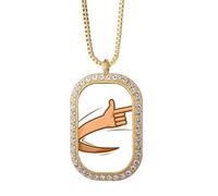 no/no Gesto mano segnale movimento Convolute collana pendente diamante cristallo gioielli d'oro