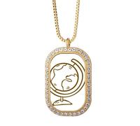 no/no Globe World Teach Aid - Collana con ciondolo a forma di corso scolastico, con diamanti e cristalli, colore: oro