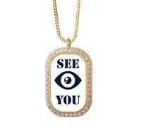 no/no Goodbye See Eyes Gaze Art Deco Fashion collana ciondolo diamante cristallo gioielli d'oro