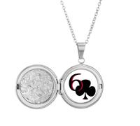 no/no Happiness Club - Collana con medaglione a forma di 6 poker, ideale come regalo di compleanno