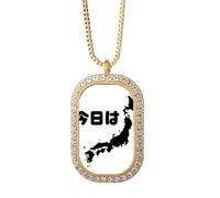 no/no Hello Japan - Collana con ciondolo a forma di mappa del contorno del Giappone, gioiello dorato