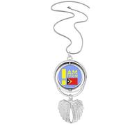 no/no I Am From East Timor Art Deco Fashion Pendant Angel Wings Rotante Collana Gioielli, Medio