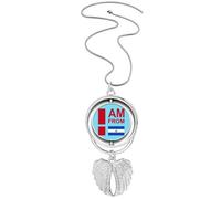 no/no I Am From El Salvador Art Deco Fashion Pendant Angel Wings Rotante Collana Gioielli, Medio