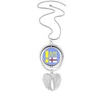 no/no I Am From Faroe Islands Art Deco Fashion Pendant Angel Wings Rotante Collana Gioielli, Medio