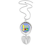 no/no I Am From Guyana Art Deco Fashion Pendant Angel Wings Rotante Collana Gioielli, Medio