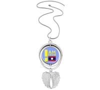 no/no I Am From Laos Art Deco Fashion Pendant Angel Wings Rotante Collana Gioielli, Medio