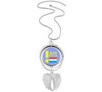 no/no I Am From Luxembourg Art Deco Fashion Pendant Angel Wings Rotante Collana Gioielli, Medio