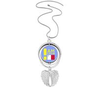 no/no I Am From Malta Art Deco Fashion Pendant Angel Wings Rotante Collana Gioielli, Medio