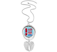 no/no I Am From Paraguay Art Deco Fashion Pendant Angel Wings Rotante Collana Gioielli, Medio