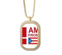 no/no I Am From Puerto Rico Art Deco Fashion Collana Ciondolo Diamante Cristallo Gioielli Dorati