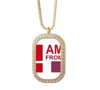 no/no I Am From Qatar Art Deco Fashion Collana Ciondolo Diamante Cristallo Gioielli Dorati