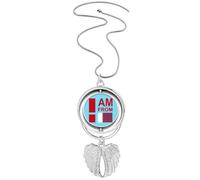 no/no I Am From Qatar Art Deco Fashion Pendant Angel Wings Rotante Collana Gioielli, Medio