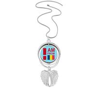 no/no I Am From Romania Art Deco Fashion Pendant Angel Wings Rotante Collana Gioielli, Medio