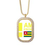 no/no I Am From Togo Art Deco Fashion Collana Ciondolo Diamante Cristallo Gioielli Dorati