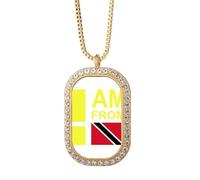 no/no I Am From Trinidad Tobago Collana Ciondolo Diamante Cristallo Gioielli Dorati